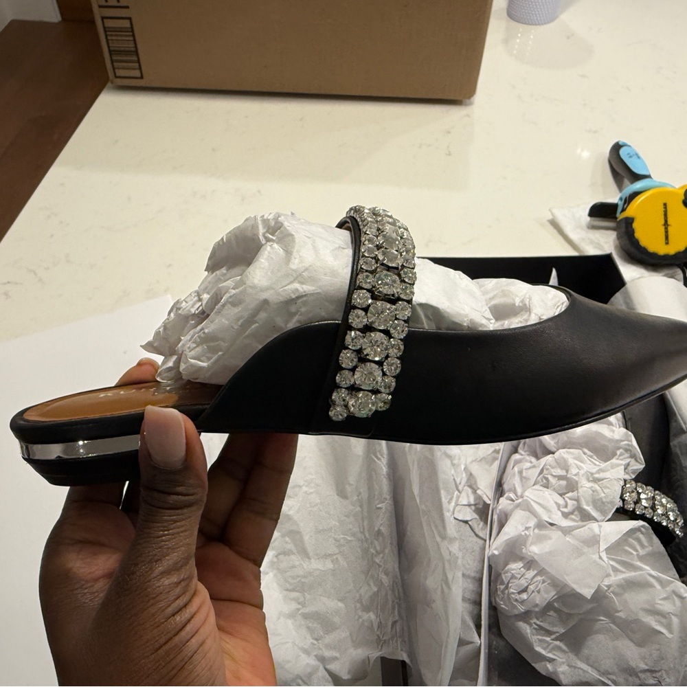 Prince Black Crystal Embellished Mules - Picture 5 of 8